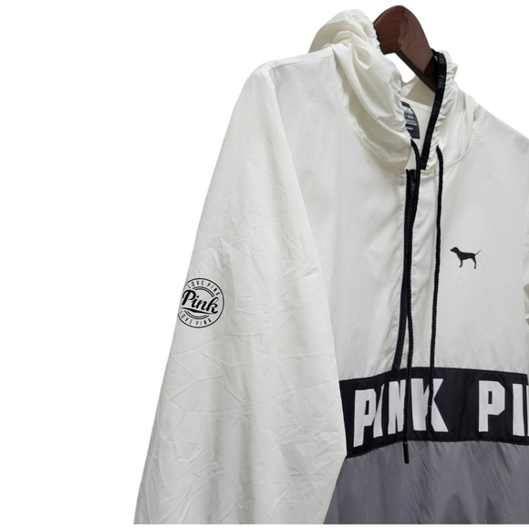 Victoria’s Secret Pink Windbreaker Rain Jacket Quarter Zip Size Small - Picture 6 of 9